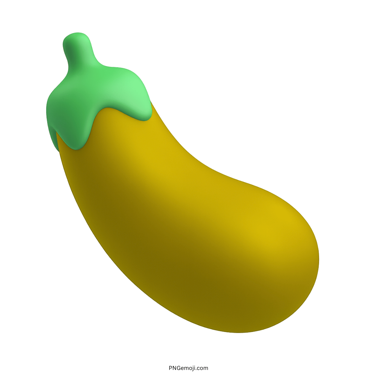 3D yellow eggplant emoji vegetable icon with green stem PNG on transparent background