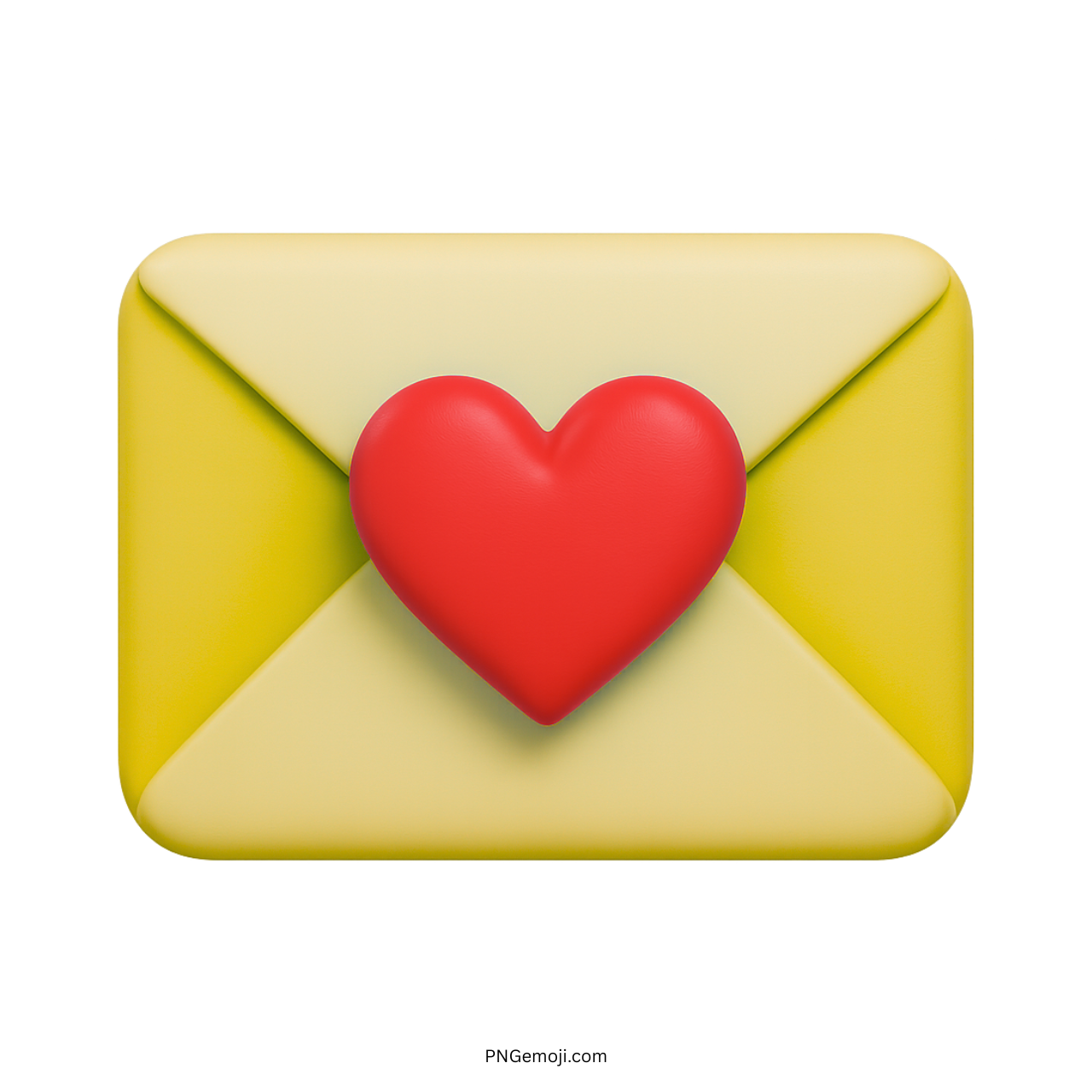 3D yellow love letter emoji with red heart for romantic or affectionate messages