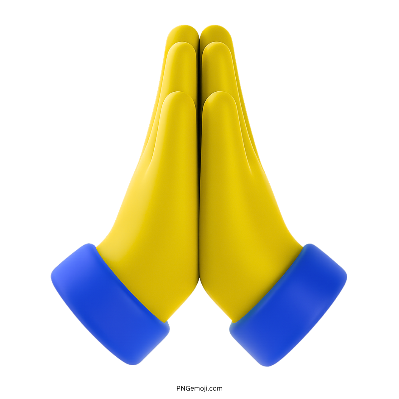 3D yellow folded hands emoji showing prayer, gratitude, or greeting gesture in PNG