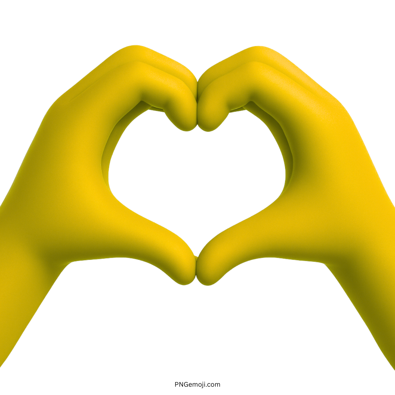3D yellow hands forming heart shape symbolizing happiness, care, and affection emoji