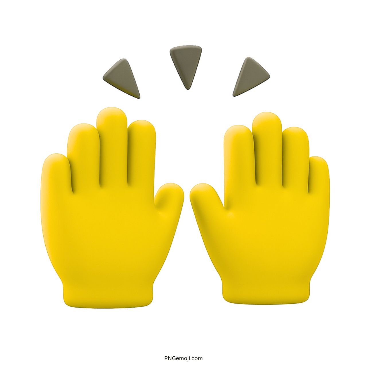 3D yellow high five emoji hands raised with celebratory marks above