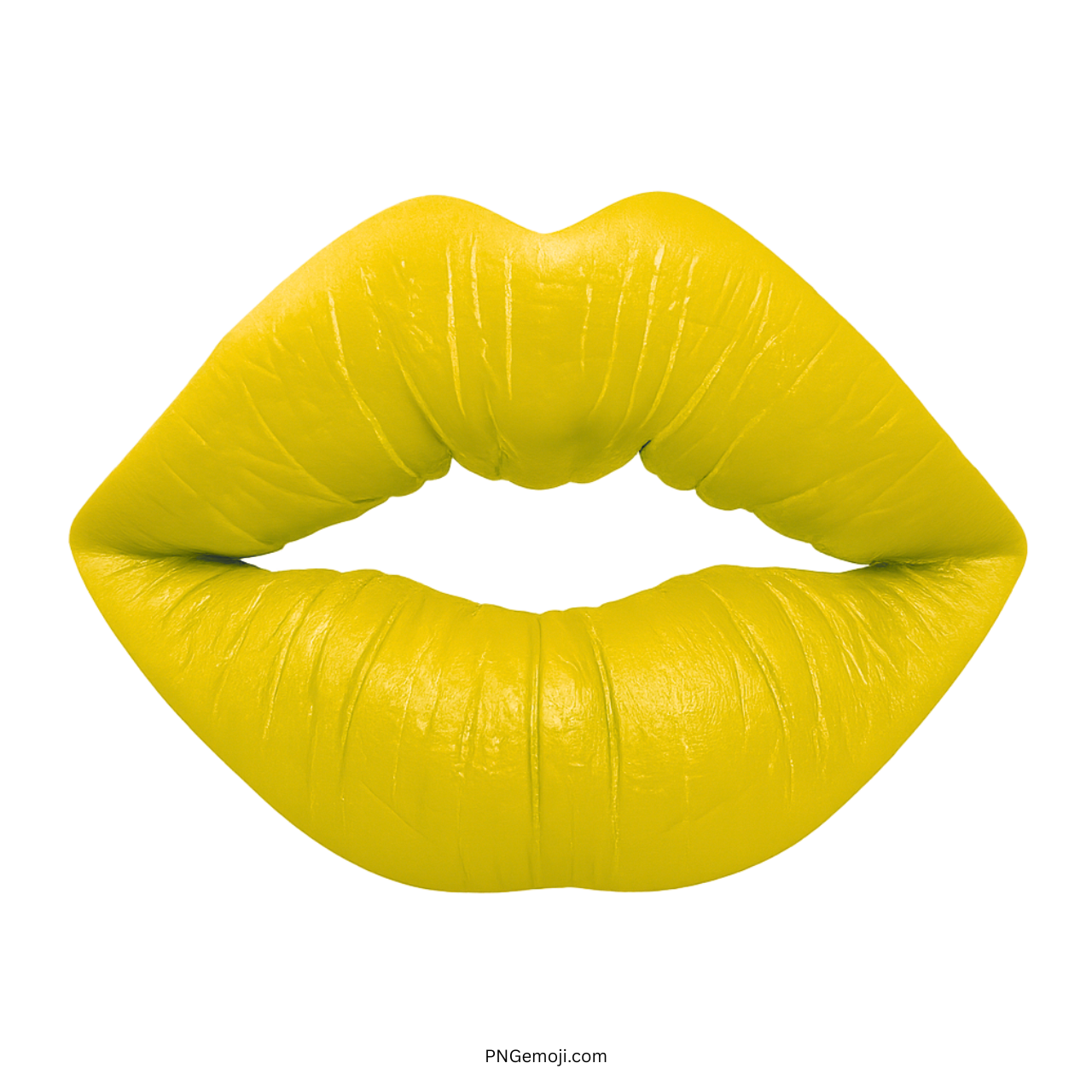 3D yellow kiss lips emoji with shiny texture and transparent background