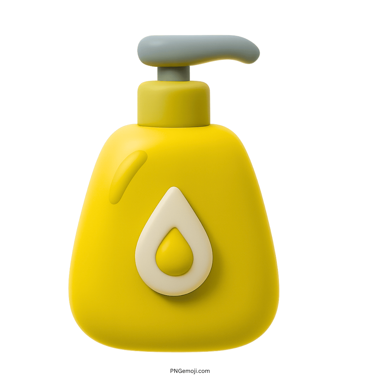 Bright yellow 3D lotion bottle emoji with cream droplet and pump dispenser