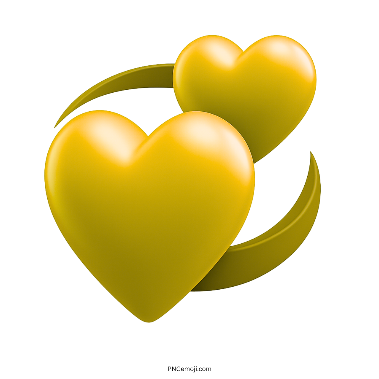 3D yellow revolving hearts emoji clipart for joy, love, friendship, and positivity