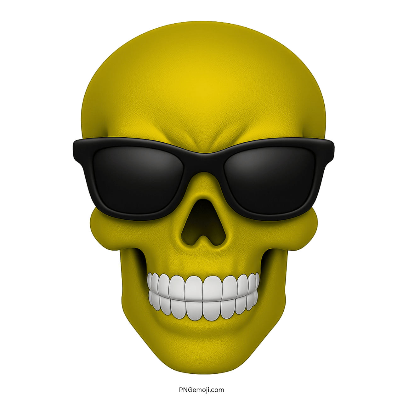 3D yellow skull emoji with sunglasses showing bold attitude and confident smile