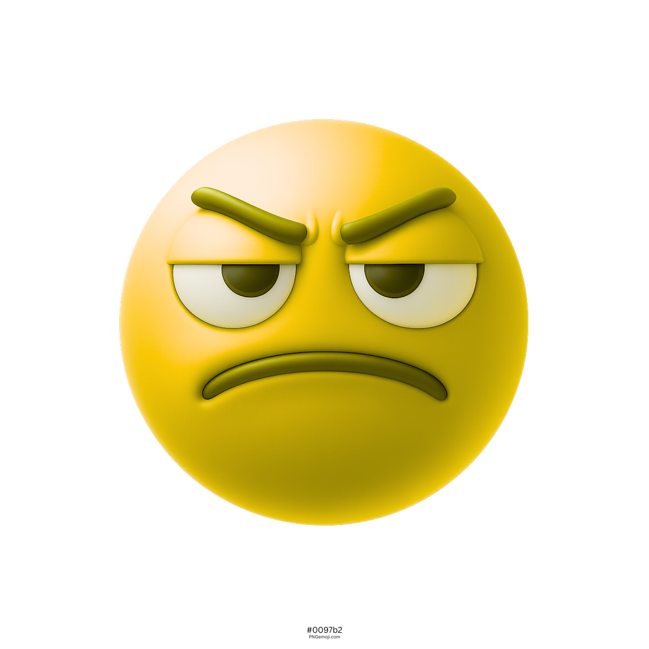3D yellow unamused face emoji with frowning mouth and serious unimpressed eyes