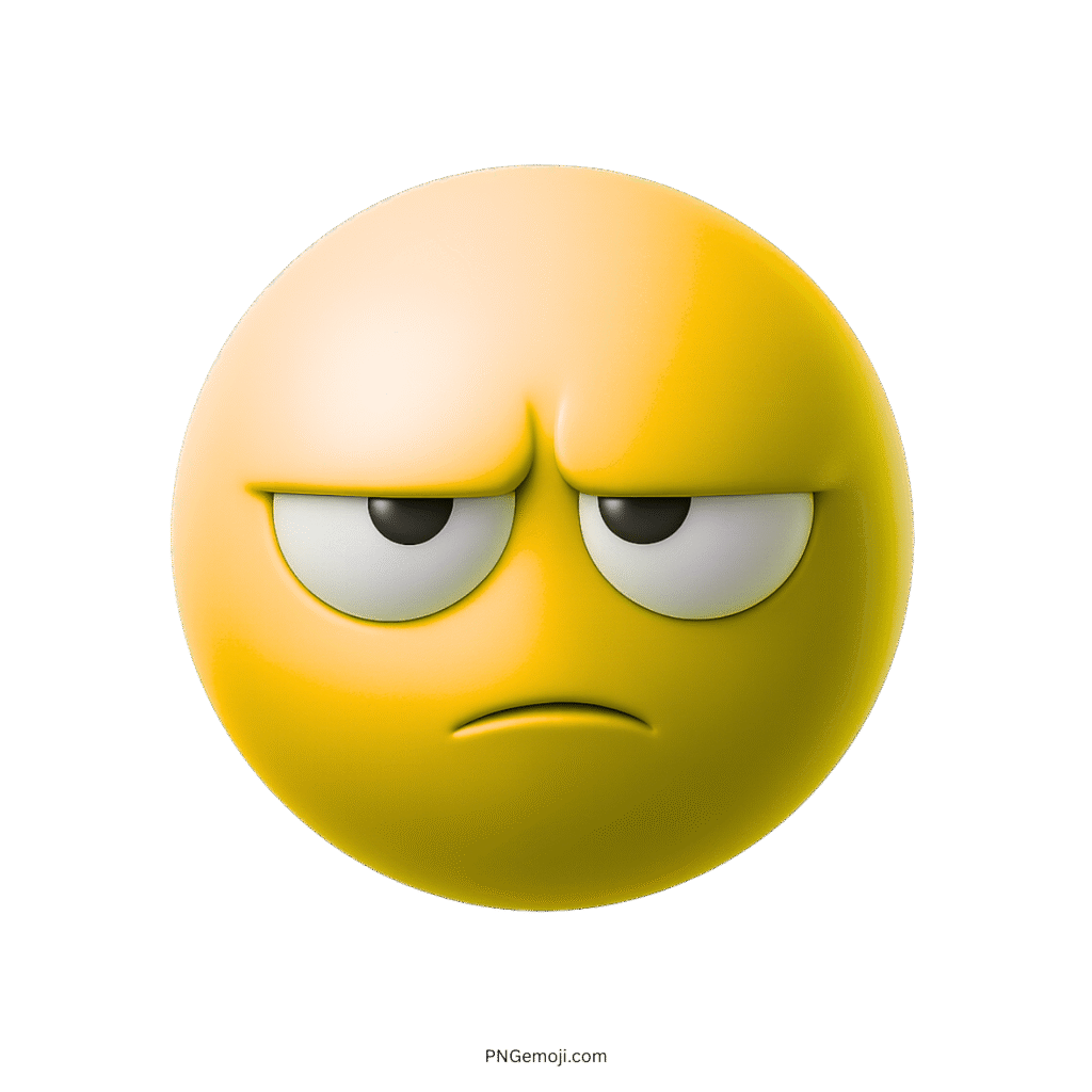 3D yellow unimpressed emoji face with bored eyes and disinterested facial expression