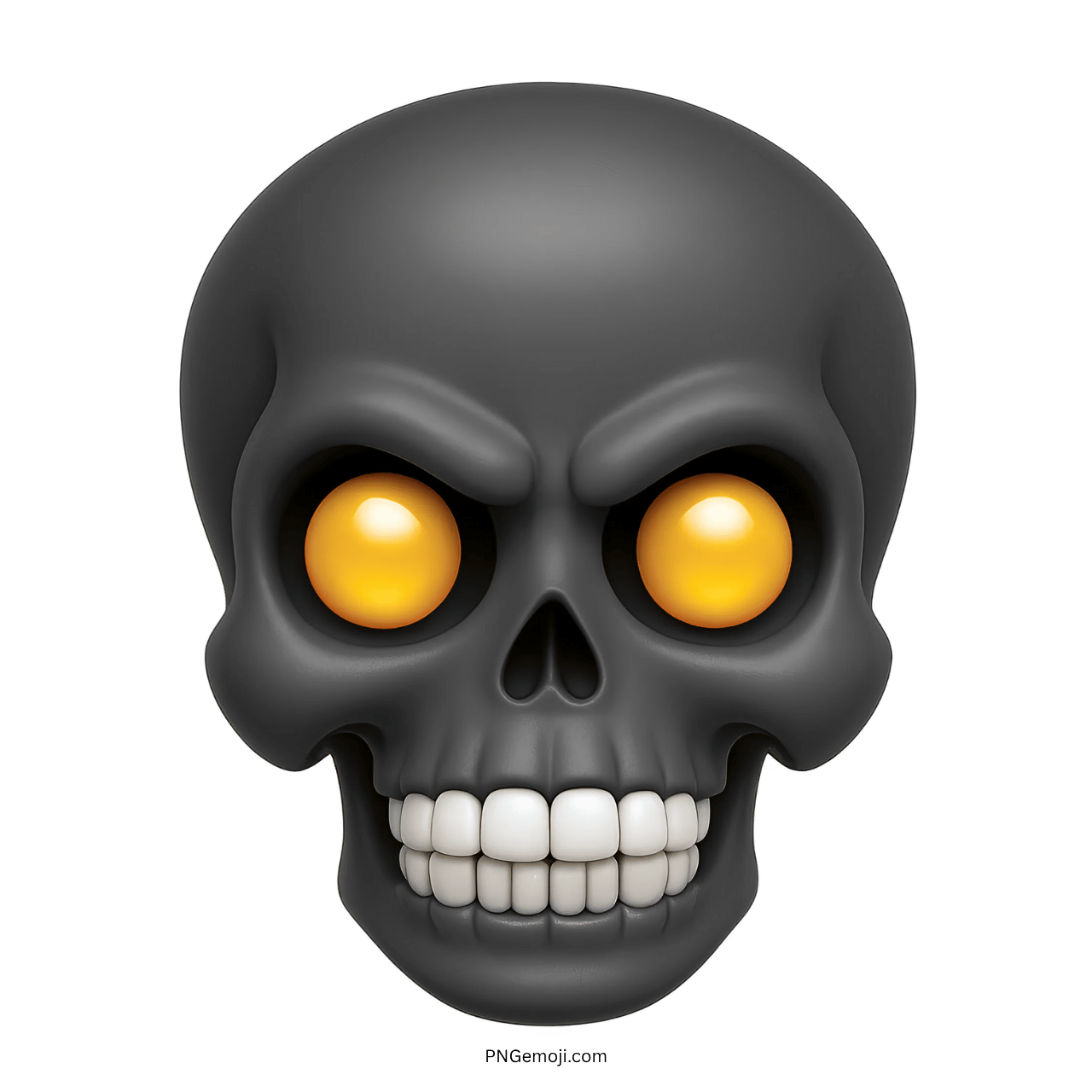 angry black skull emoji with glowing yellow eyes and gritted white teeth