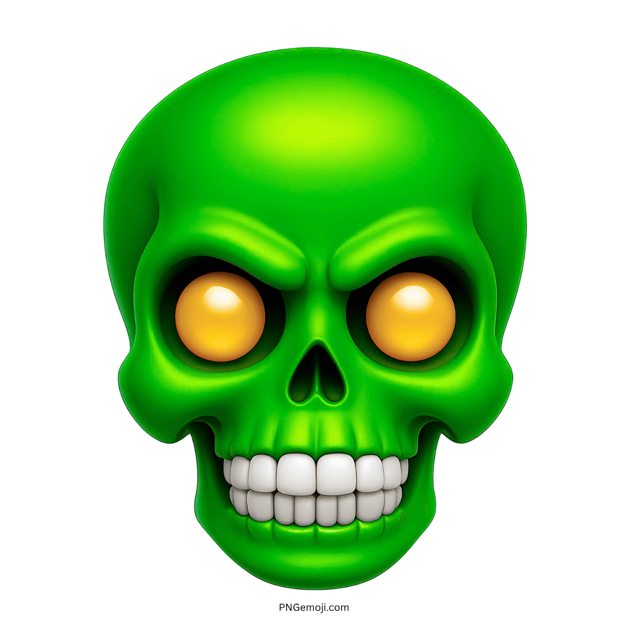 angry green skull emoji with glowing yellow eyes and gritted white teeth