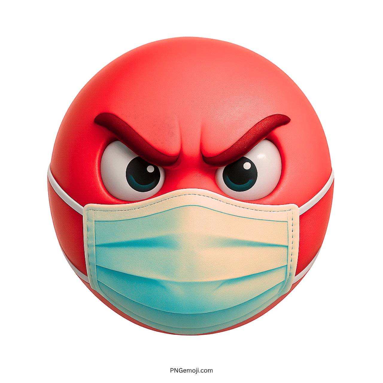 Angry red emoji face wearing medical mask showing frustration and serious expression