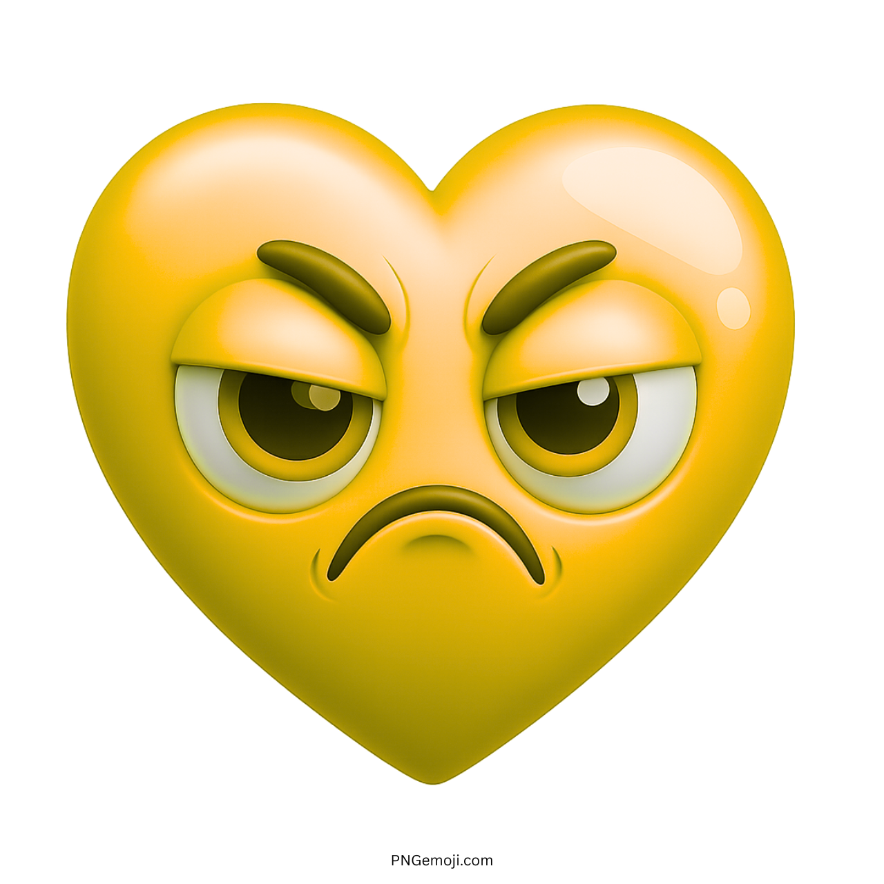 Annoyed yellow heart emoji showing irritation with angry eyes and sad mouth