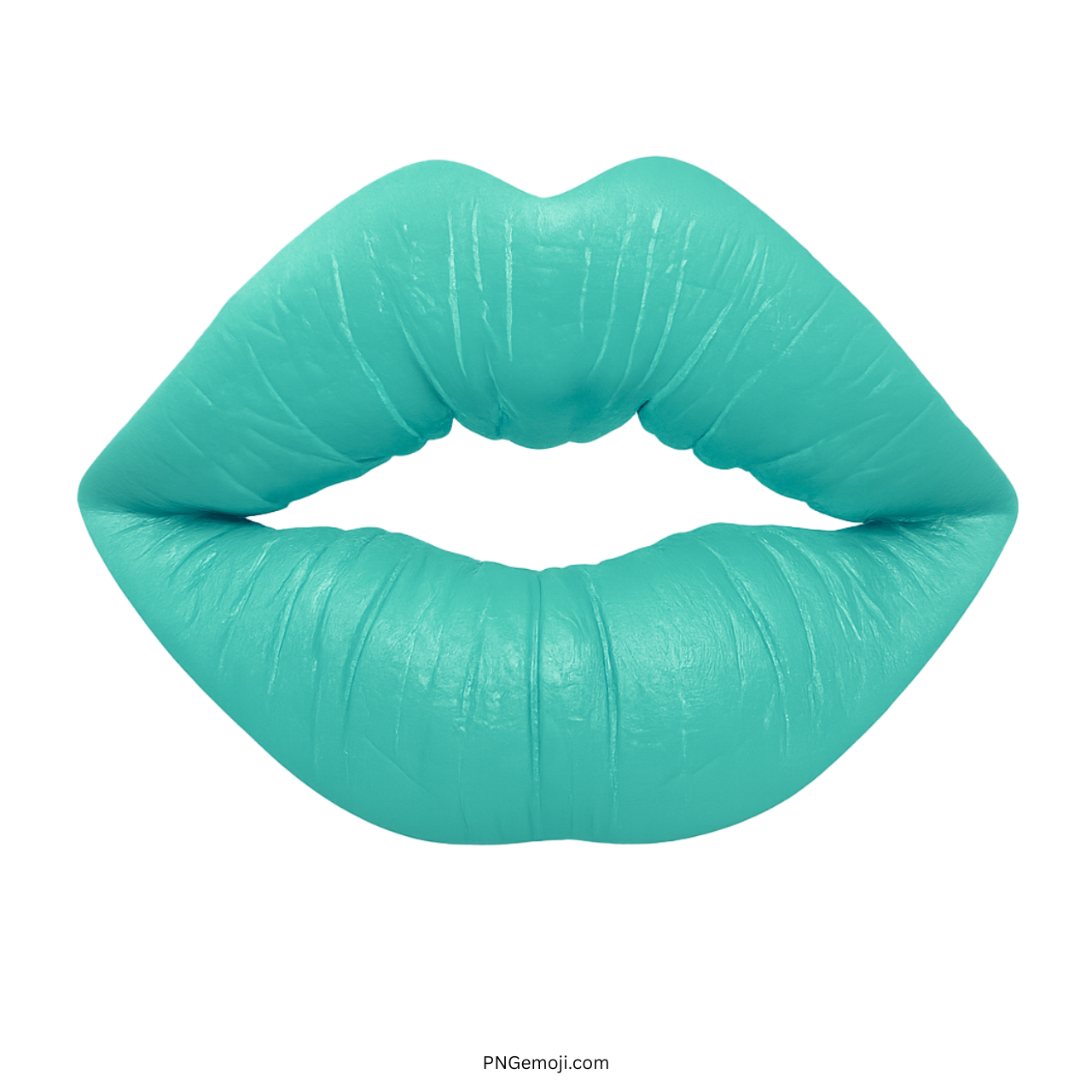 Glossy aqua green lips kiss emoji with smooth texture and transparent background