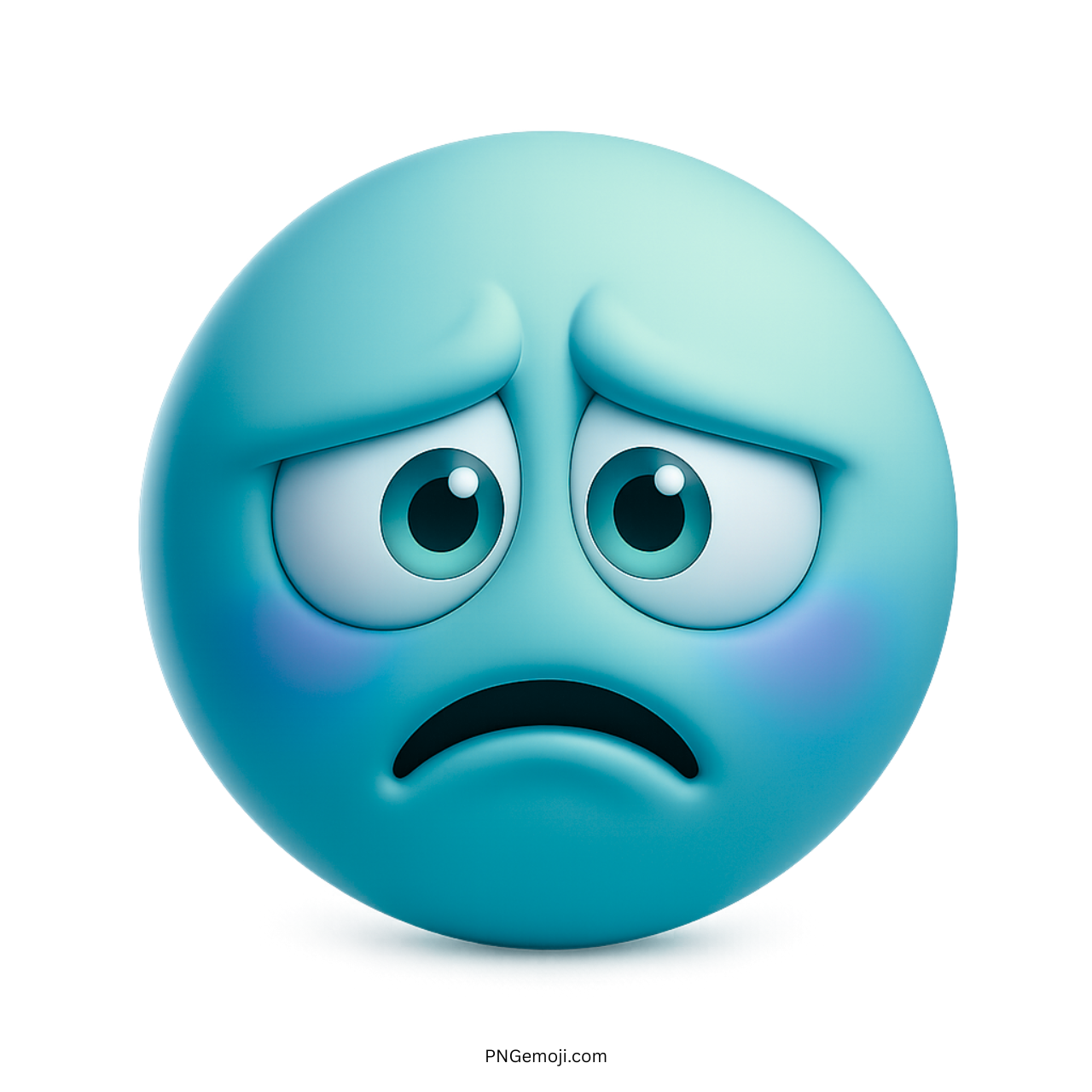 a blue emoji with a sad face