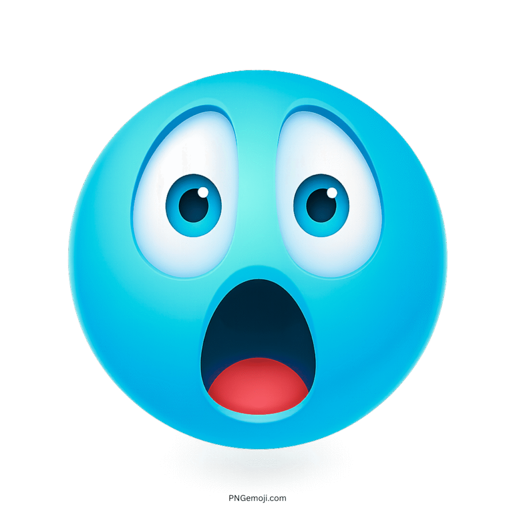 Blue emoji showing extreme surprise or shock with wide eyes and open mouth.