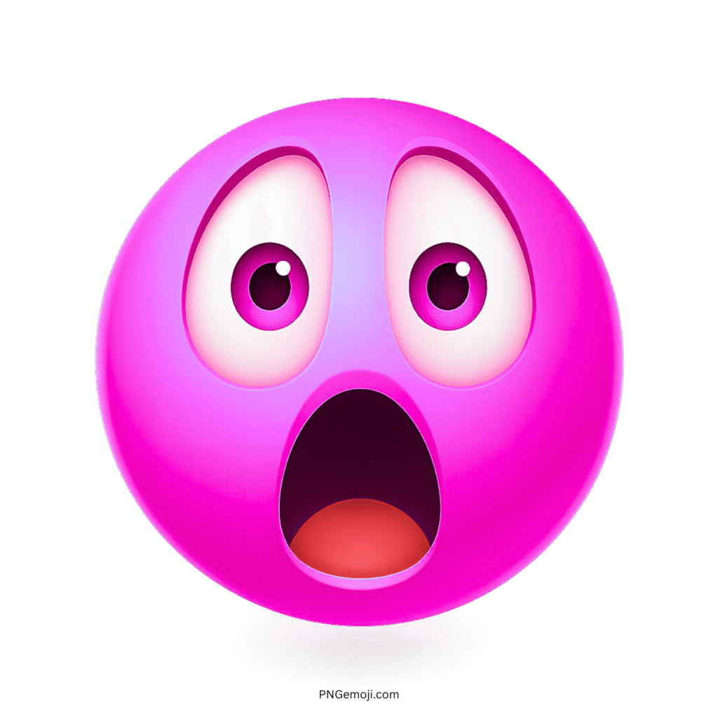 Bright pink emoji with a shocked facial expression, wide eyes, and open mouth.