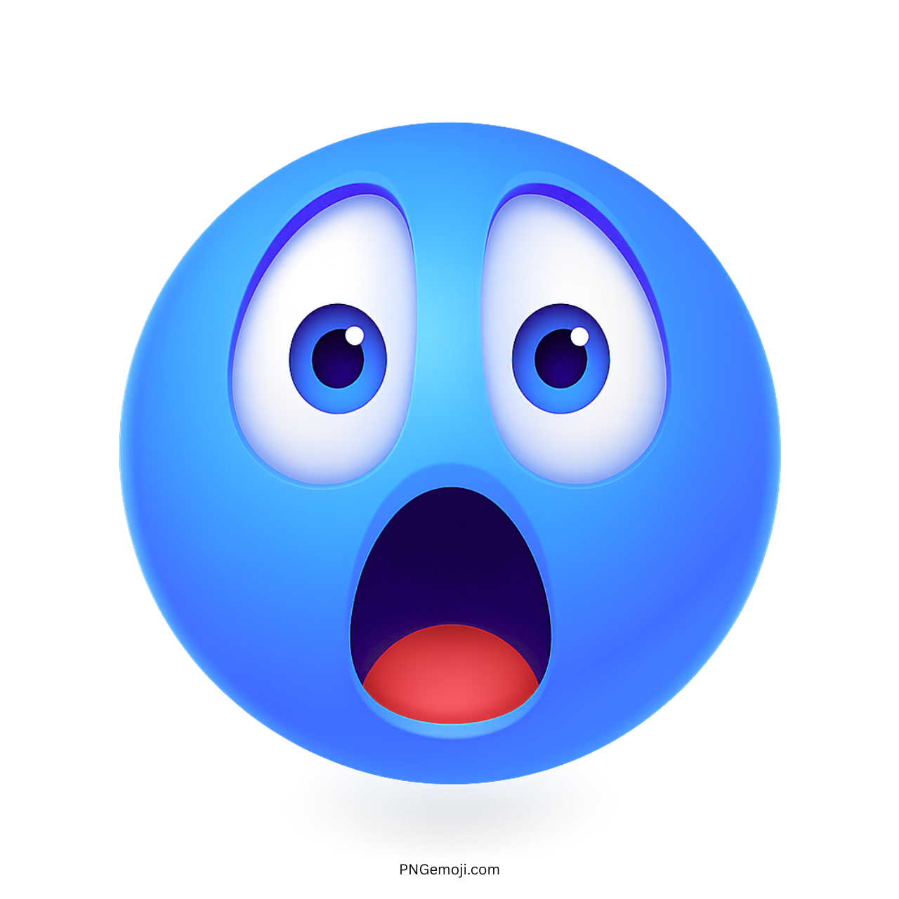 Astonished surprised blue smiley emoji with wide eyes and open mouth expression.