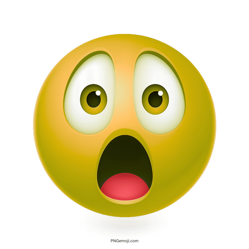 Astonished yellow emoji with shocked wide eyes and open red mouth expression.