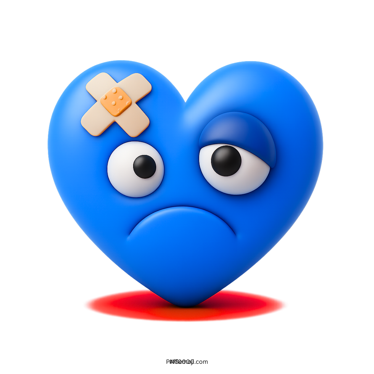 3D blue beat-up heart emoji with bandage showing hurt and emotional pain