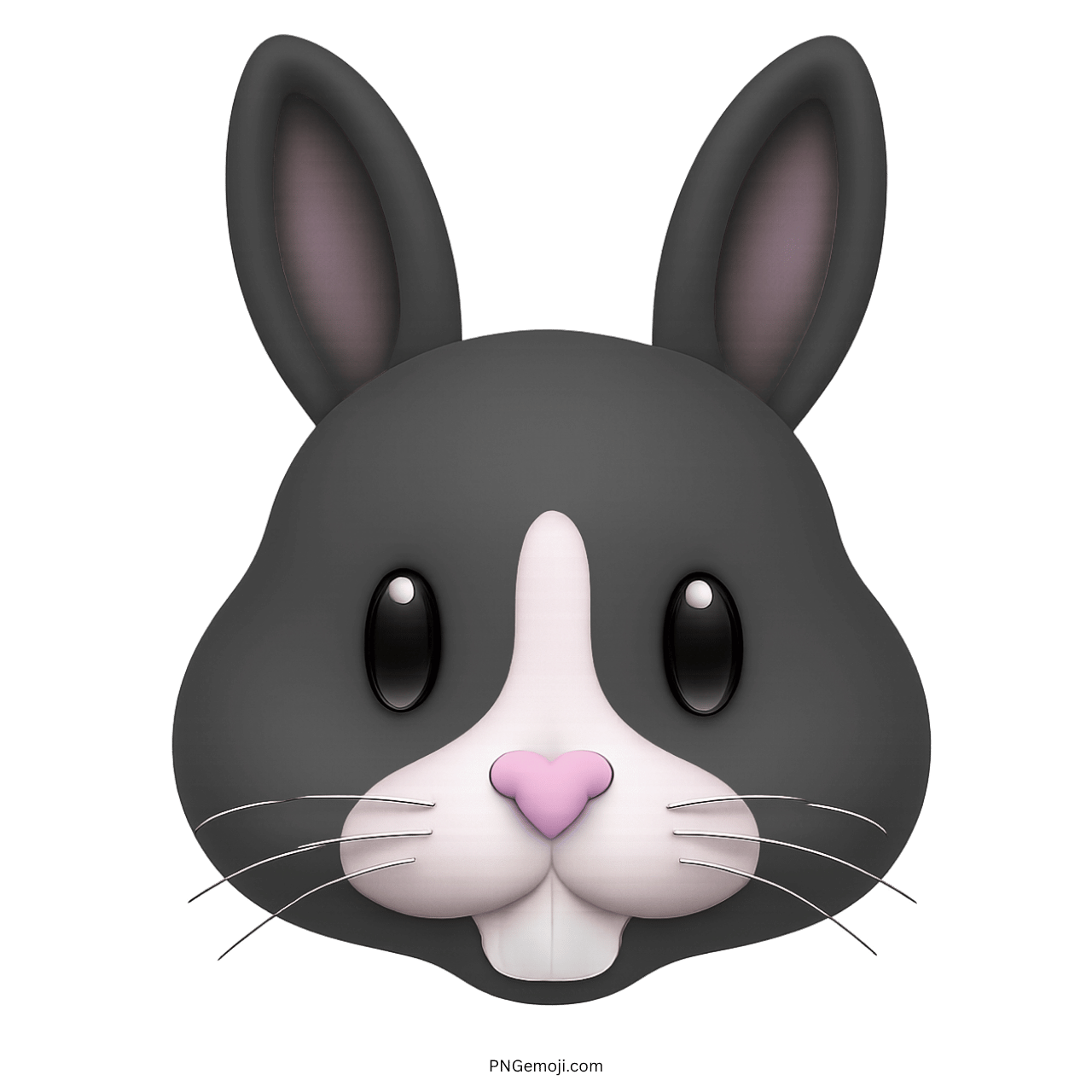  Cute black bunny face emoji with big eyes and pink nose.