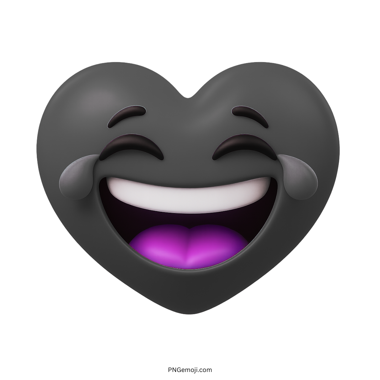 3D black heart emoji laughing with joyful tears expressive funny emoticon clipart