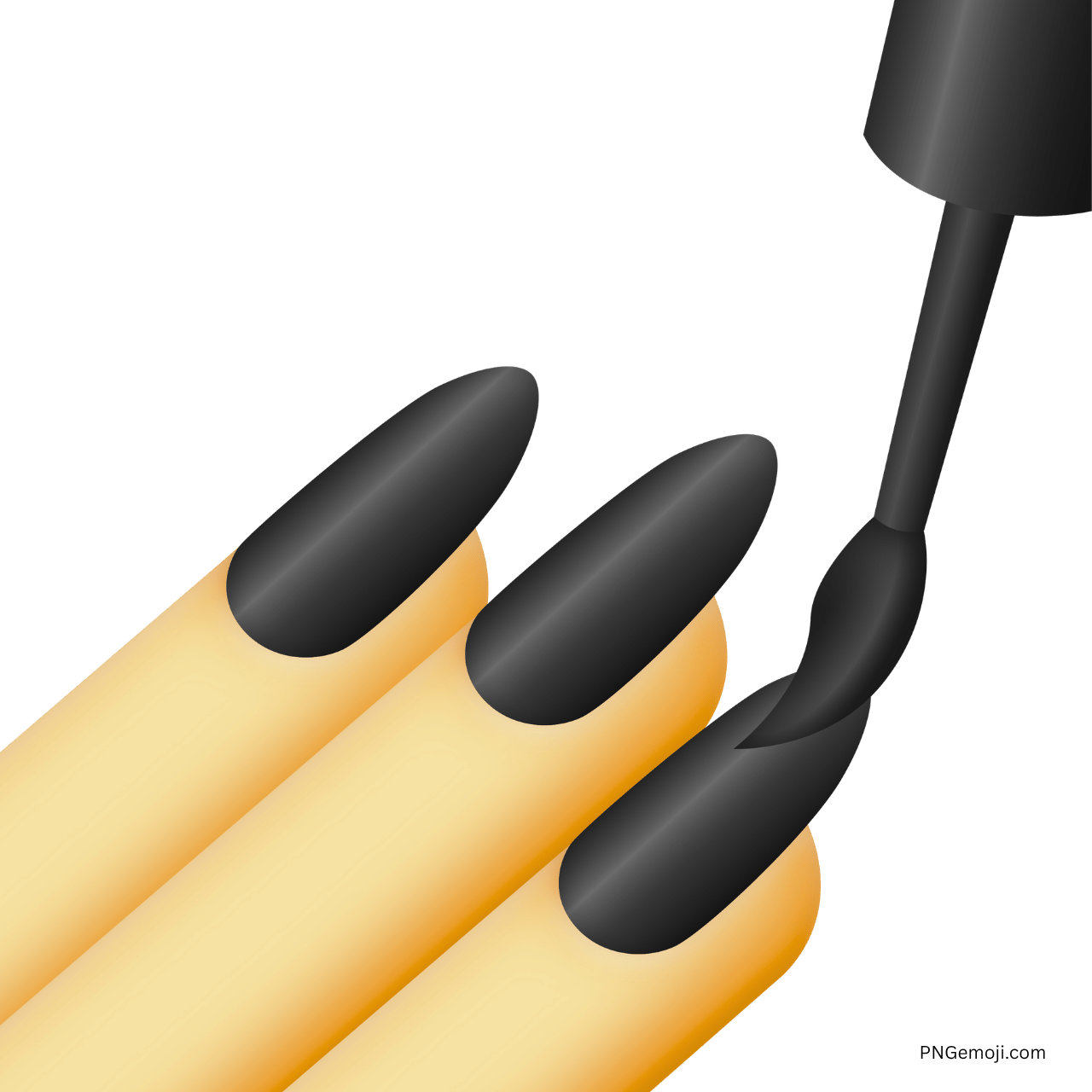 Black nail polish emoji showing 3D fingernails being painted with brush