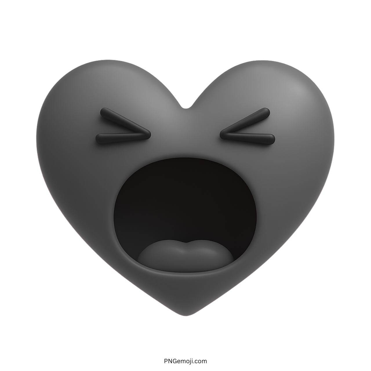 Black heart emoji shouting loudly with closed eyes showing emotional intensity or distress