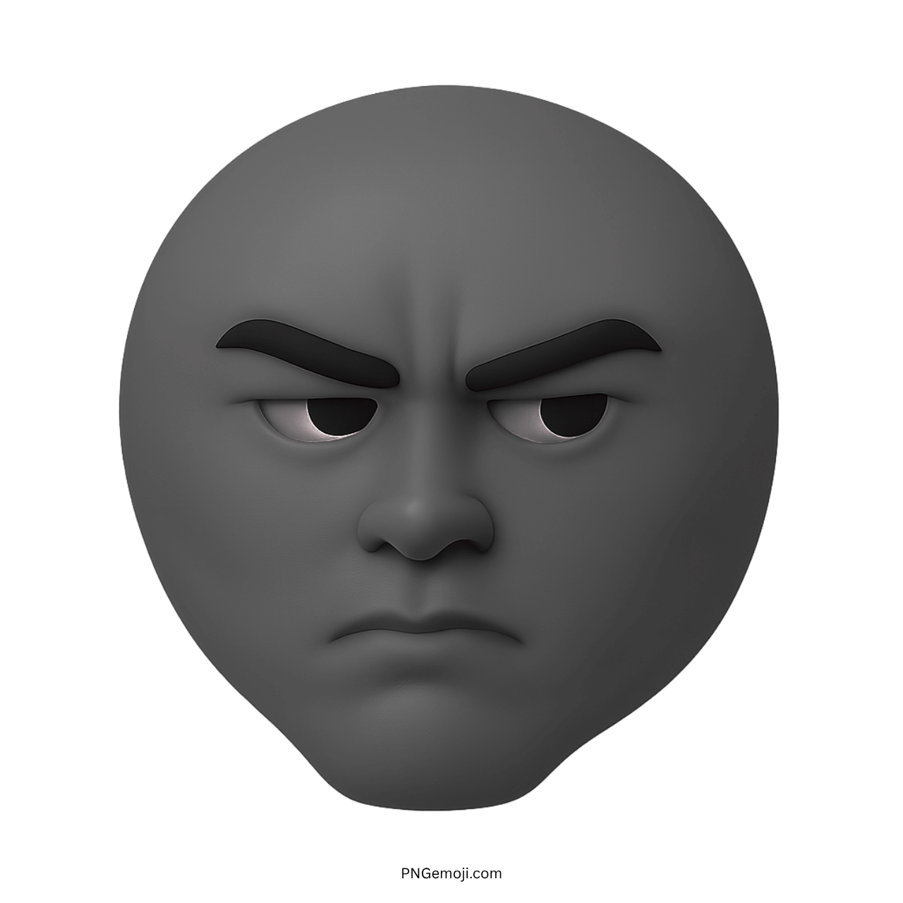 Dark 3D sigma emoji with serious face, mewing jawline, and intense expression