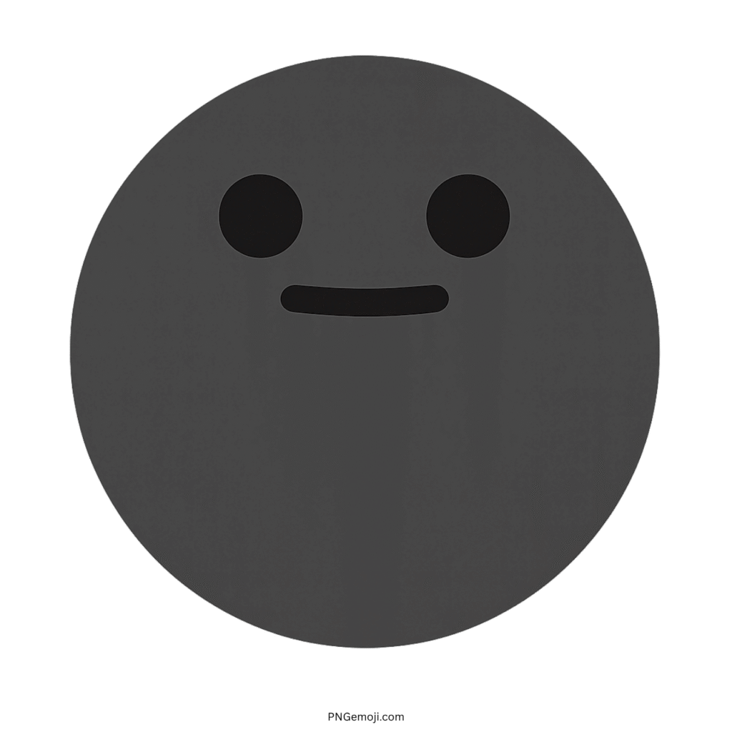Black smile TikTok emoji face with simple expression and transparent background PNG