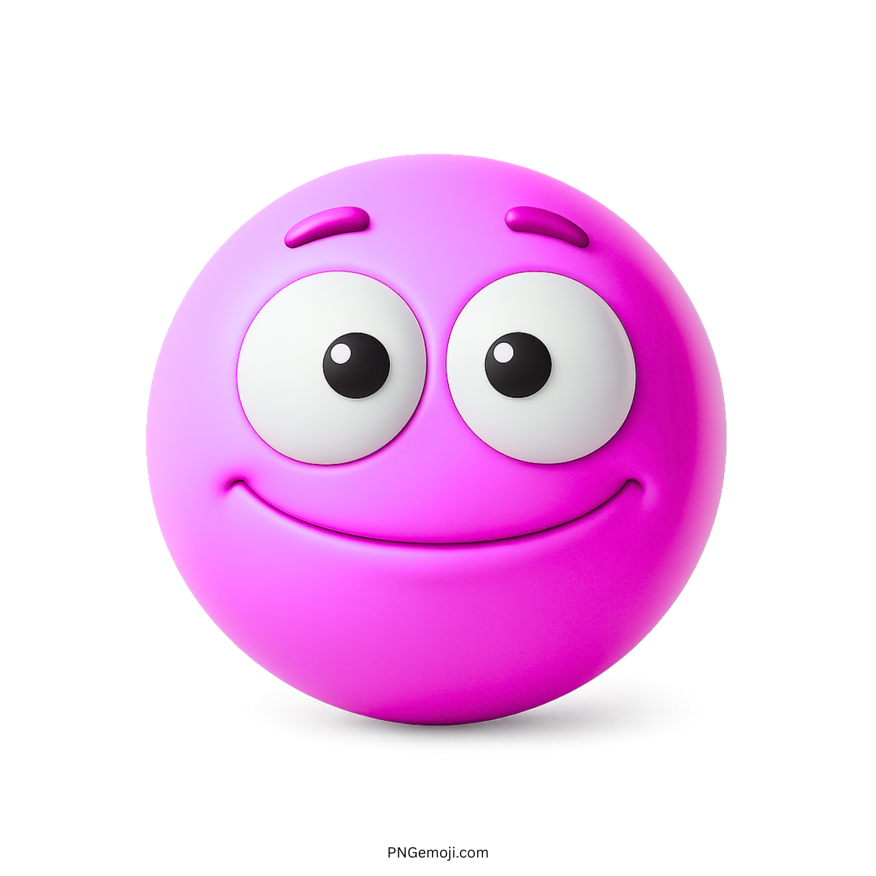 3D pink blank smile emoji with big eyes and happy cute expression