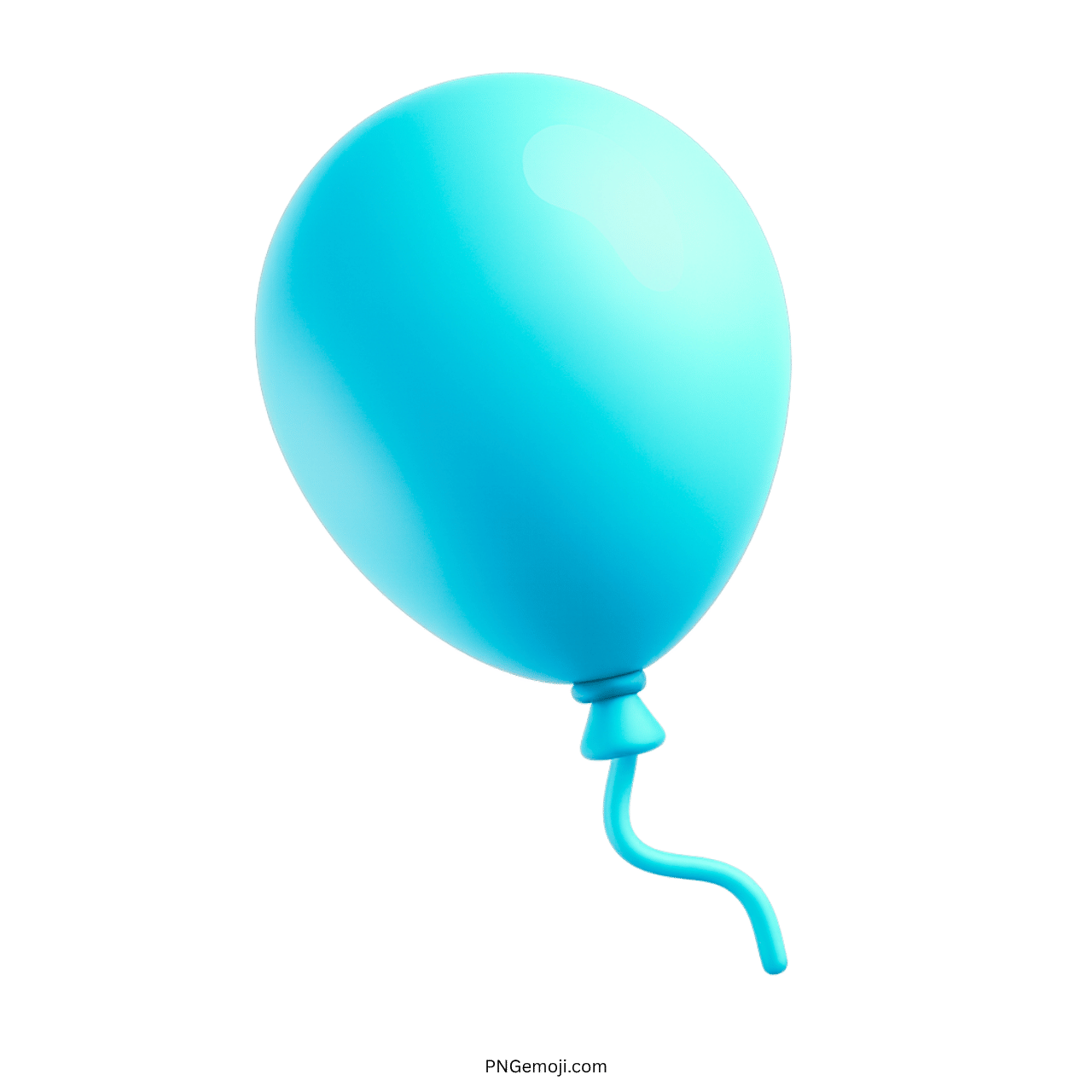 Glossy blue 3D balloon emoji PNG with transparent background and twisted tail