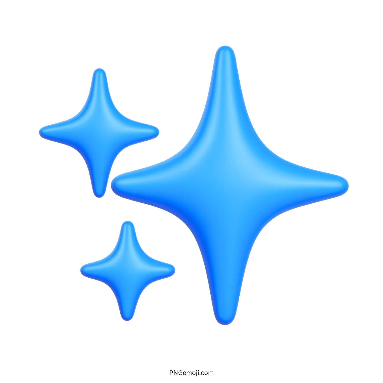 3D blue sparkles emoji with glossy texture and star-like glow PNG transparent