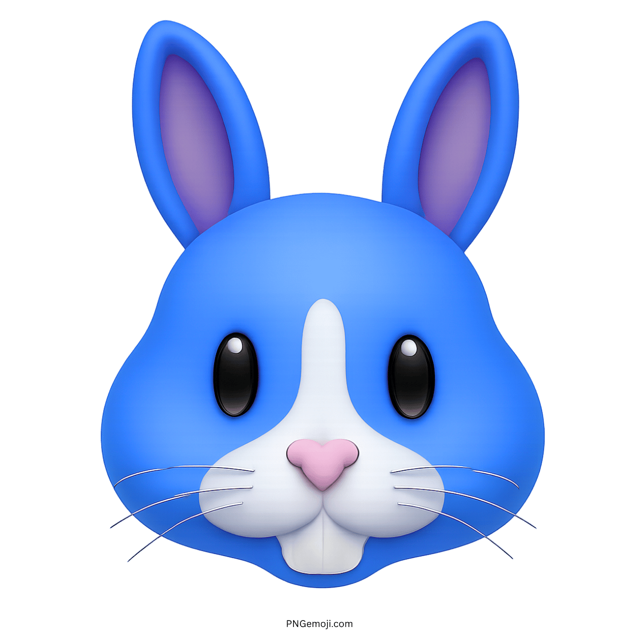 Cute blue bunny face emoji with big eyes and pink nose.