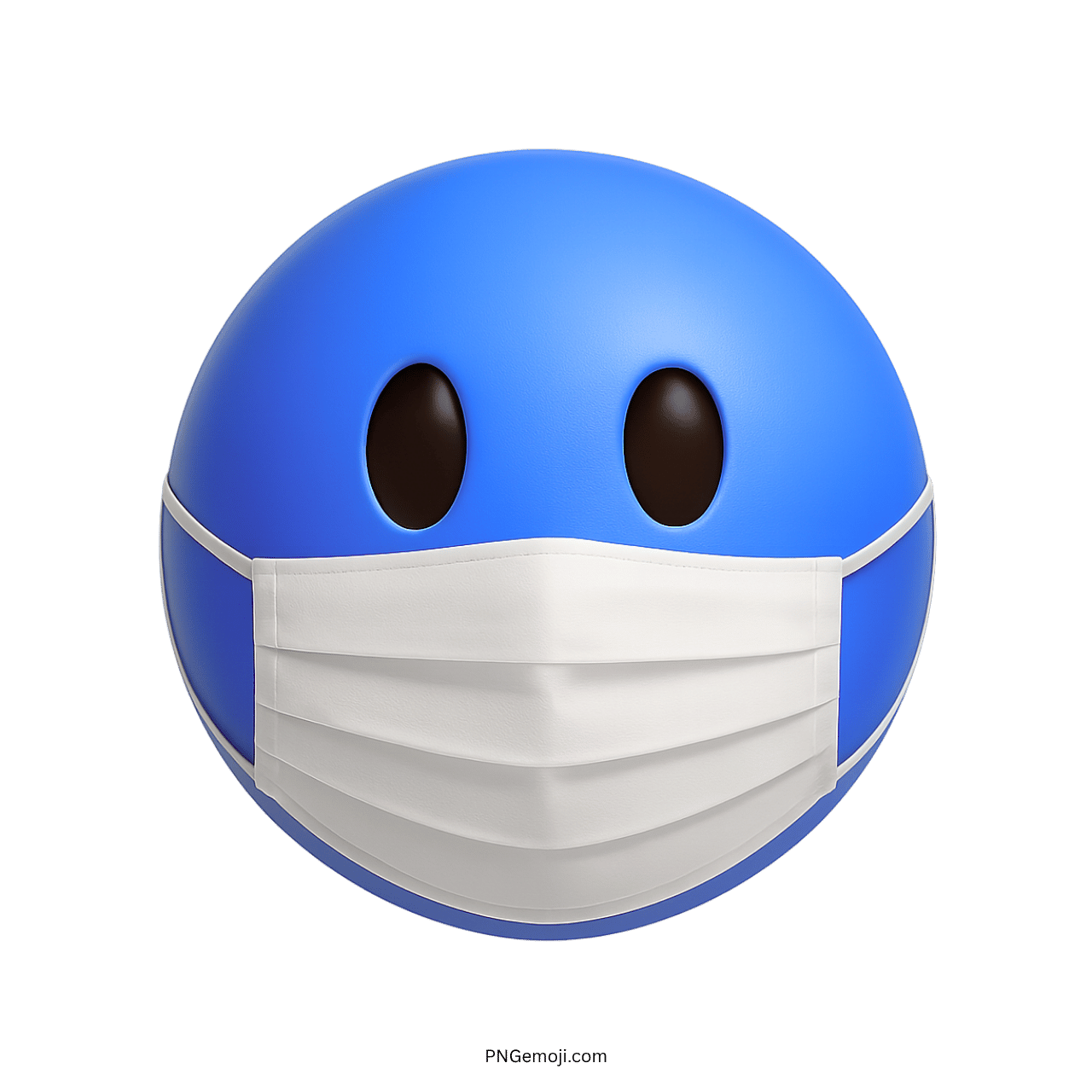 Blue 3D emoji face wearing white surgical mask for health safety awareness