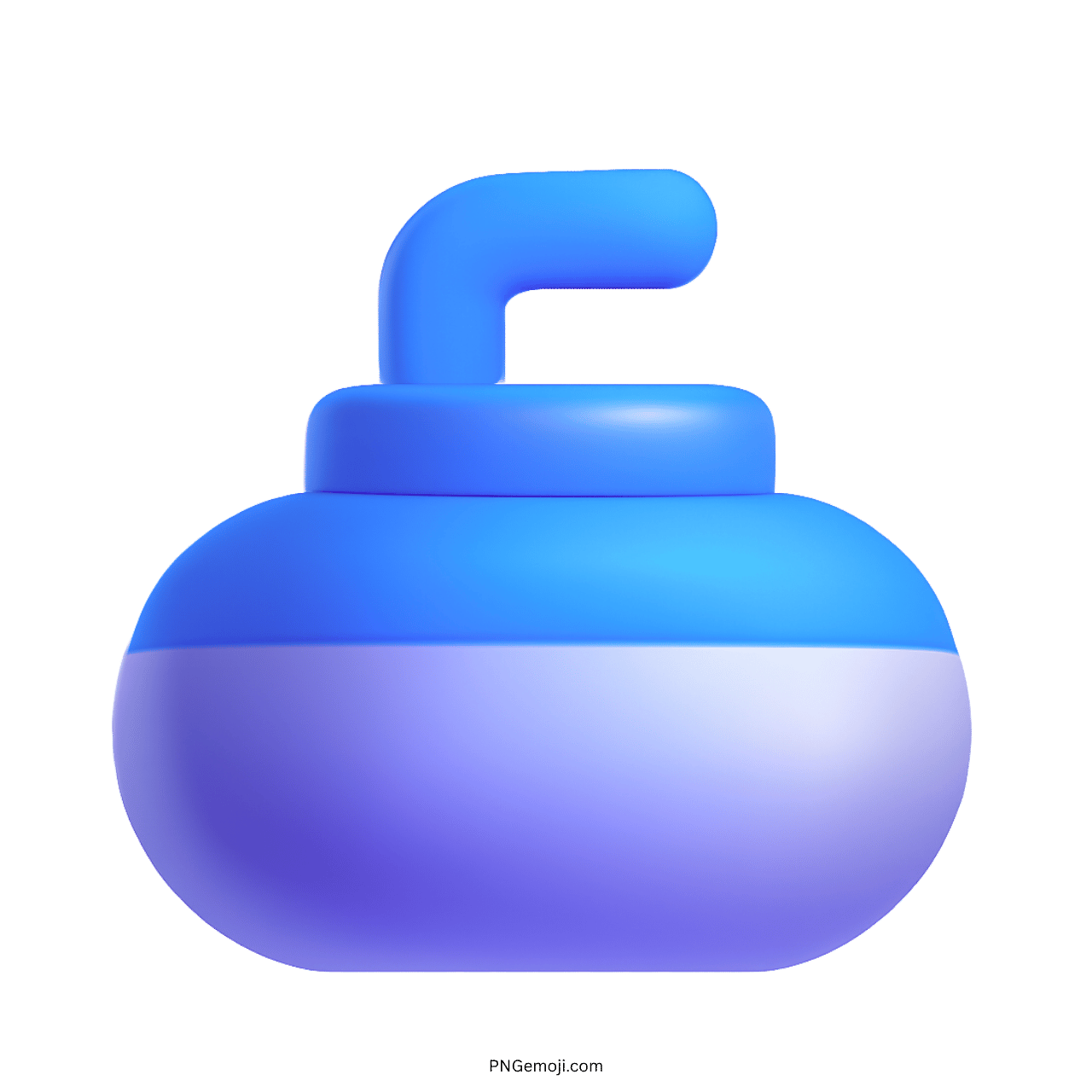 3D curling stone emoji in blue color with a smooth gradient and handle on a transparent background.