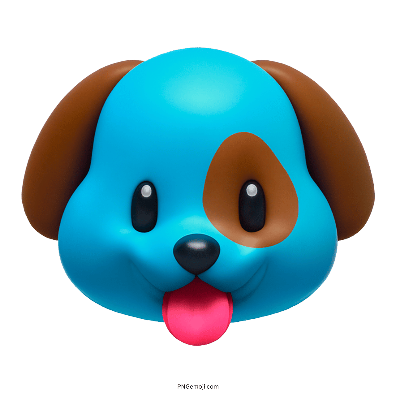 Cute blue dog face emoji with brown ears and a happy tongue sticking out.
