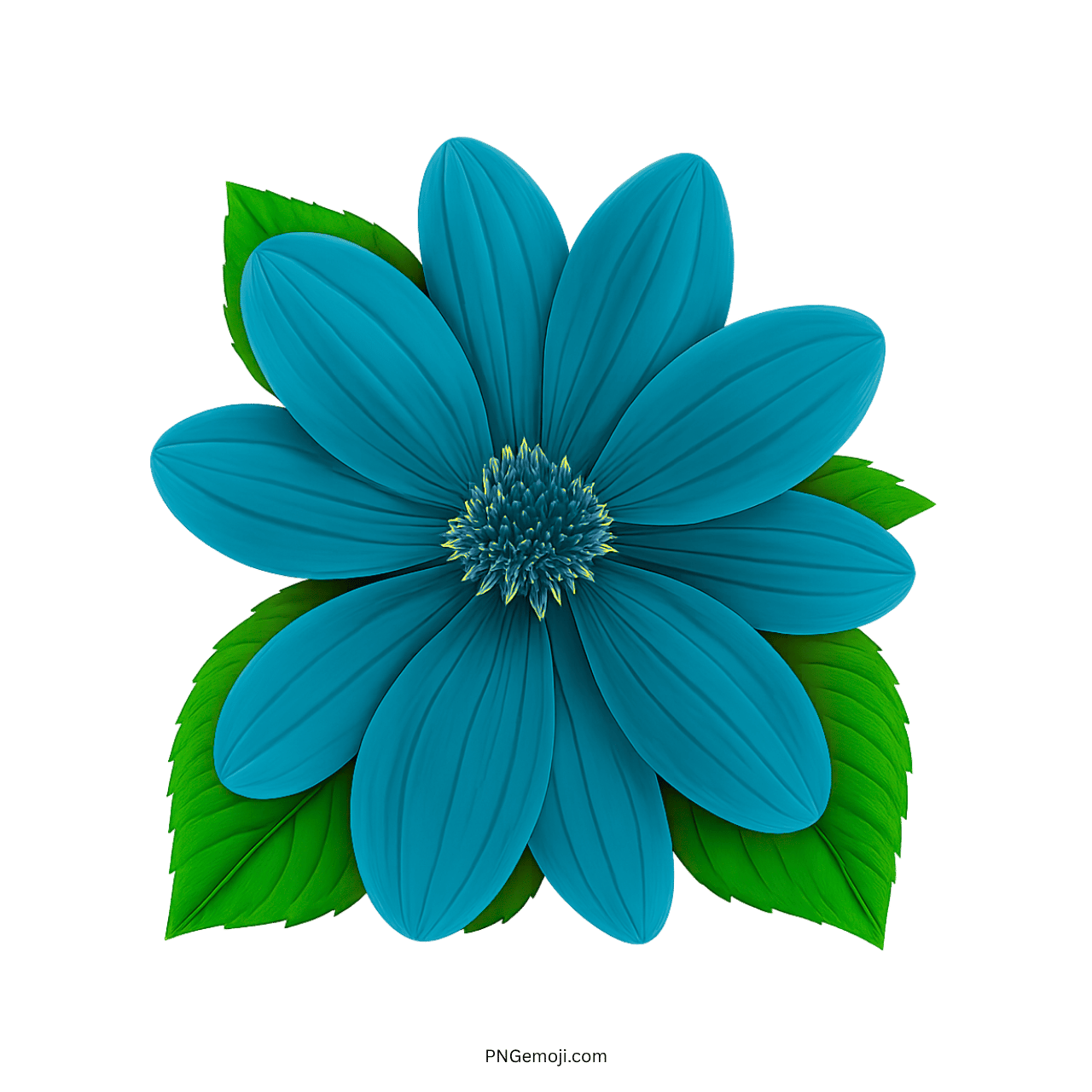  Stunning blue flower with smooth petals and vibrant green leaves, symbolizing spring.