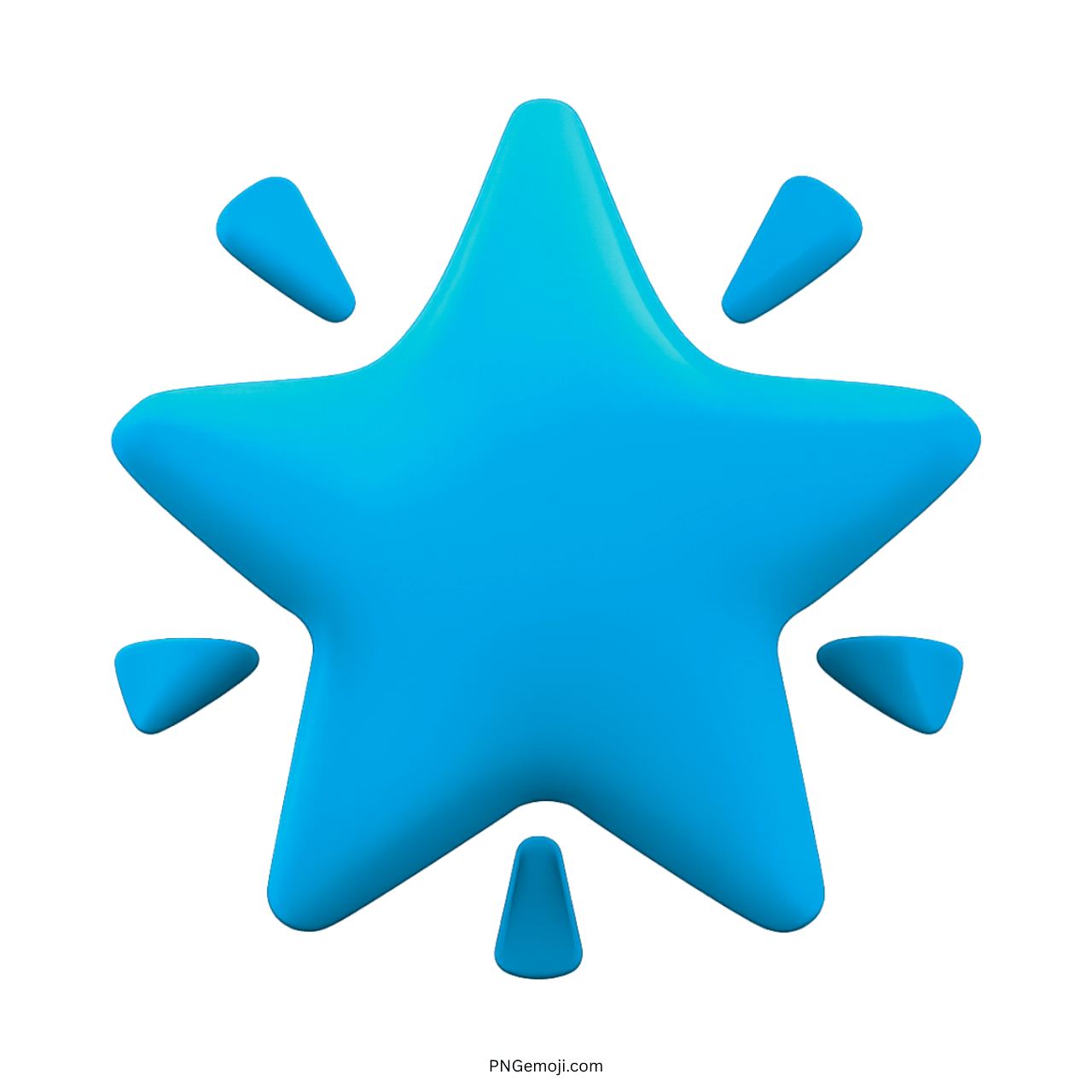 3D blue glowing star emoji with sparkles, transparent background