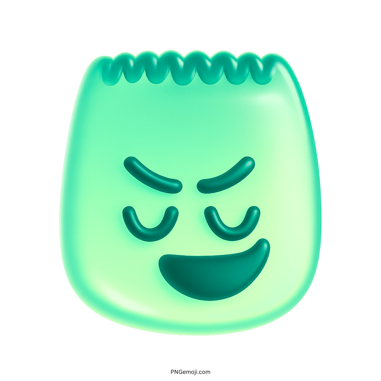 Blue-green 3D proud TikTok emoji with smug face and playful confident expression