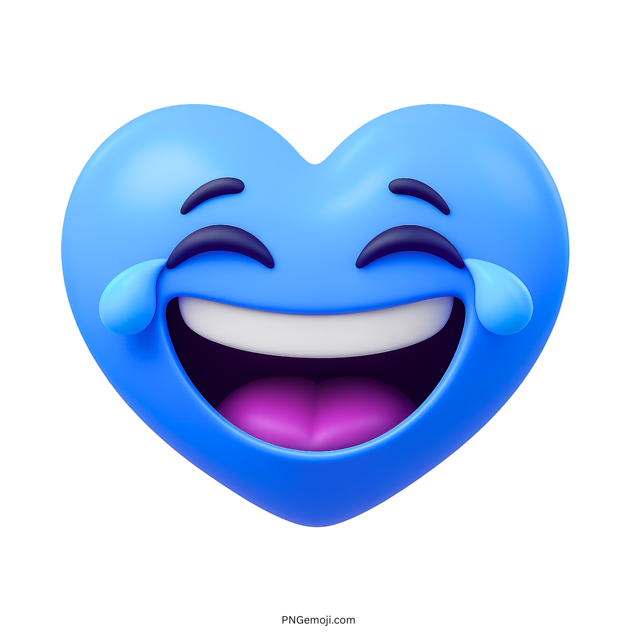 3D blue heart emoji laughing with tears of joy expressive cute emoticon