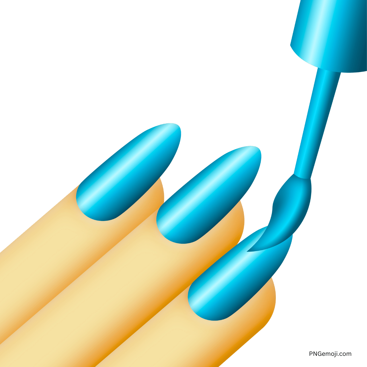 3D blue nail polish emoji showing nails being painted in shiny ocean-blue color