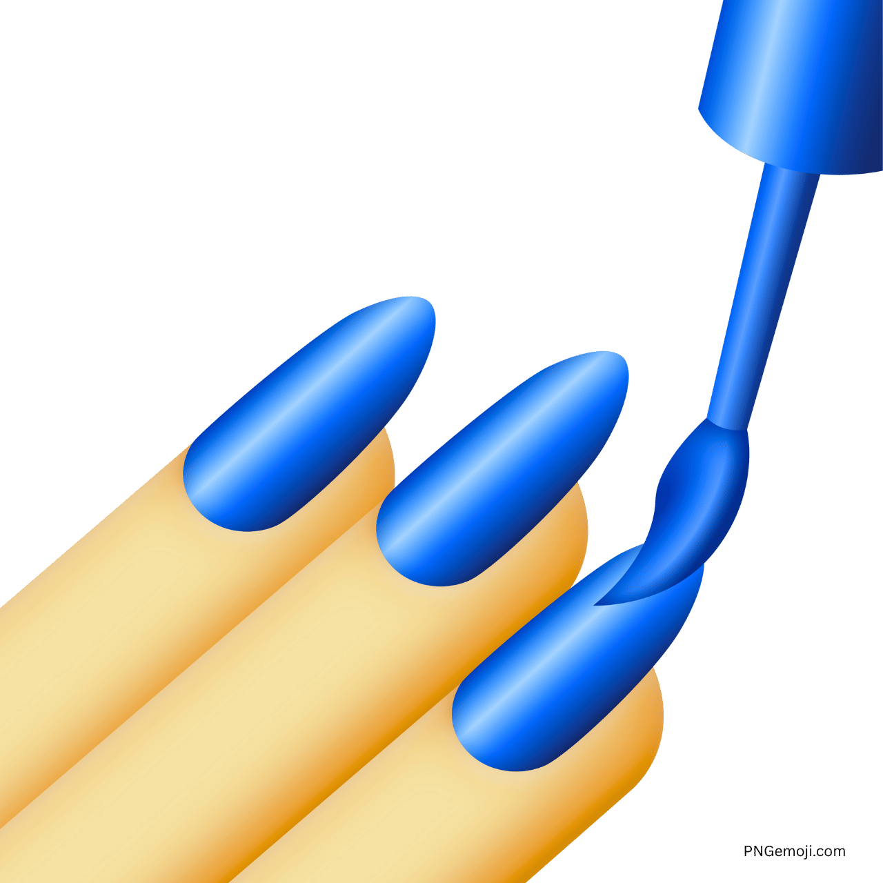 3D blue nail polish emoji applying color on long fingernails with brush