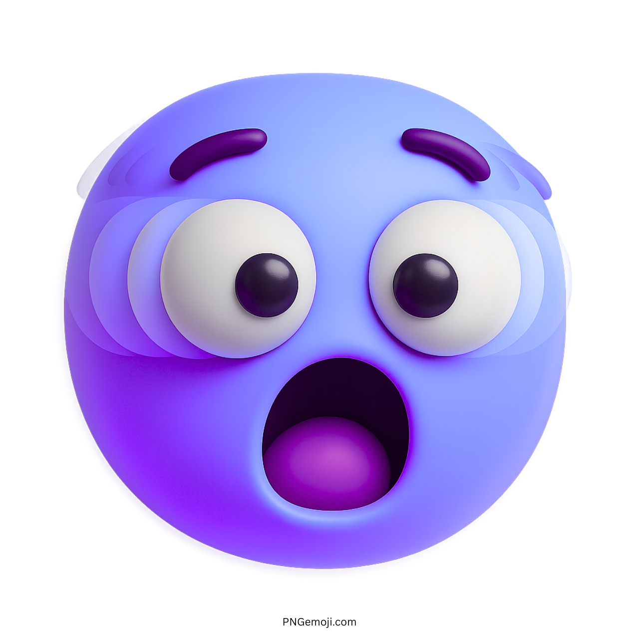 3D gradient emoji face in shock with wide eyes and trembling effect