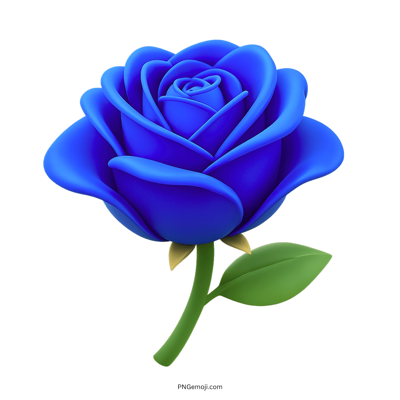 3D blue rose flower with leaves and realistic details