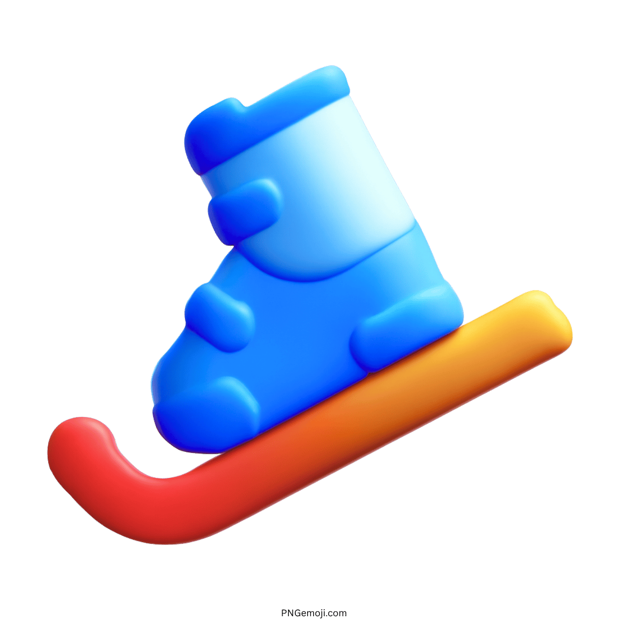 3D Blue Skis Emoji with Orange Ski Pole PNG with Transparent Background