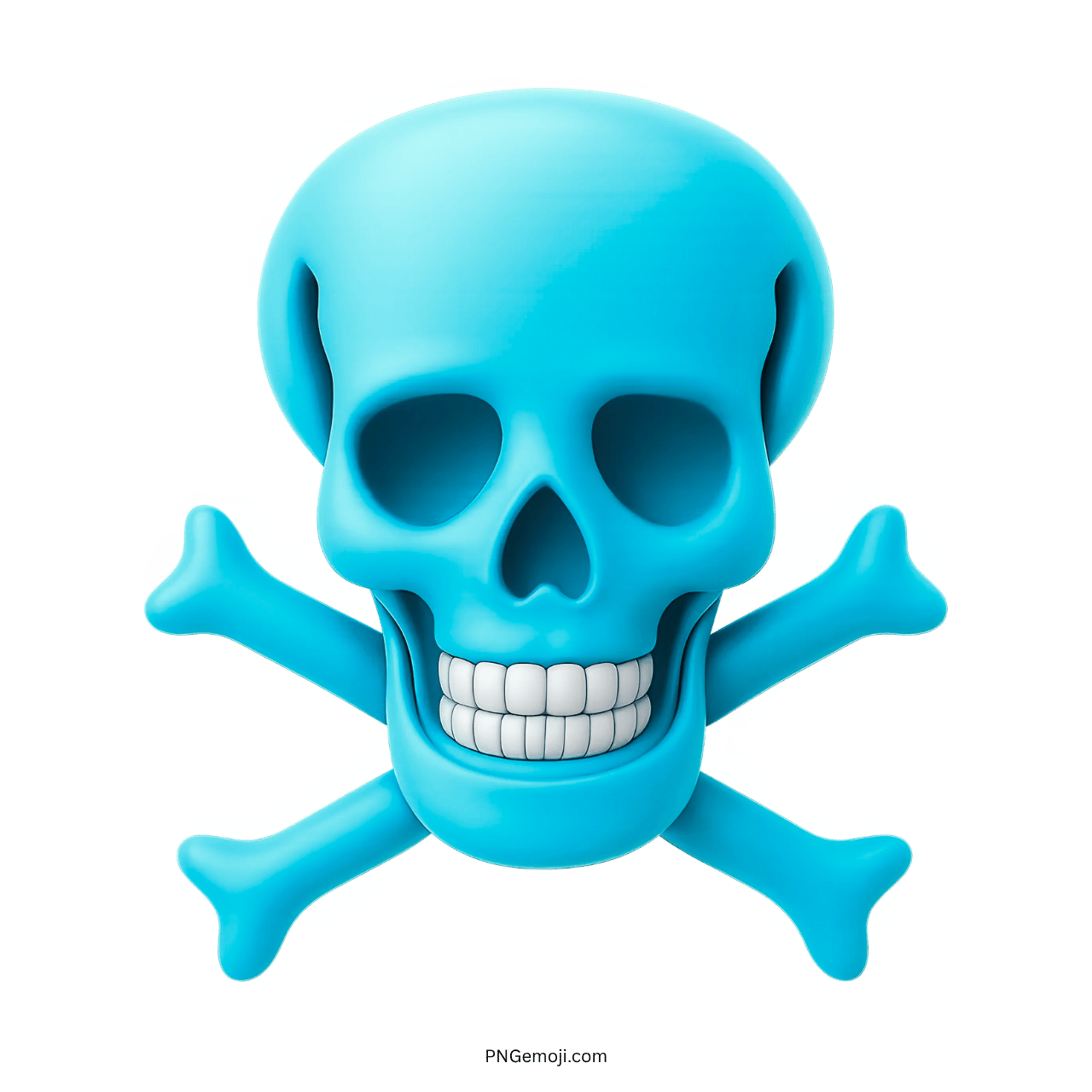 Bright blue skull and crossbones emoji representing danger, deadly poison, and hazard warning symbol.