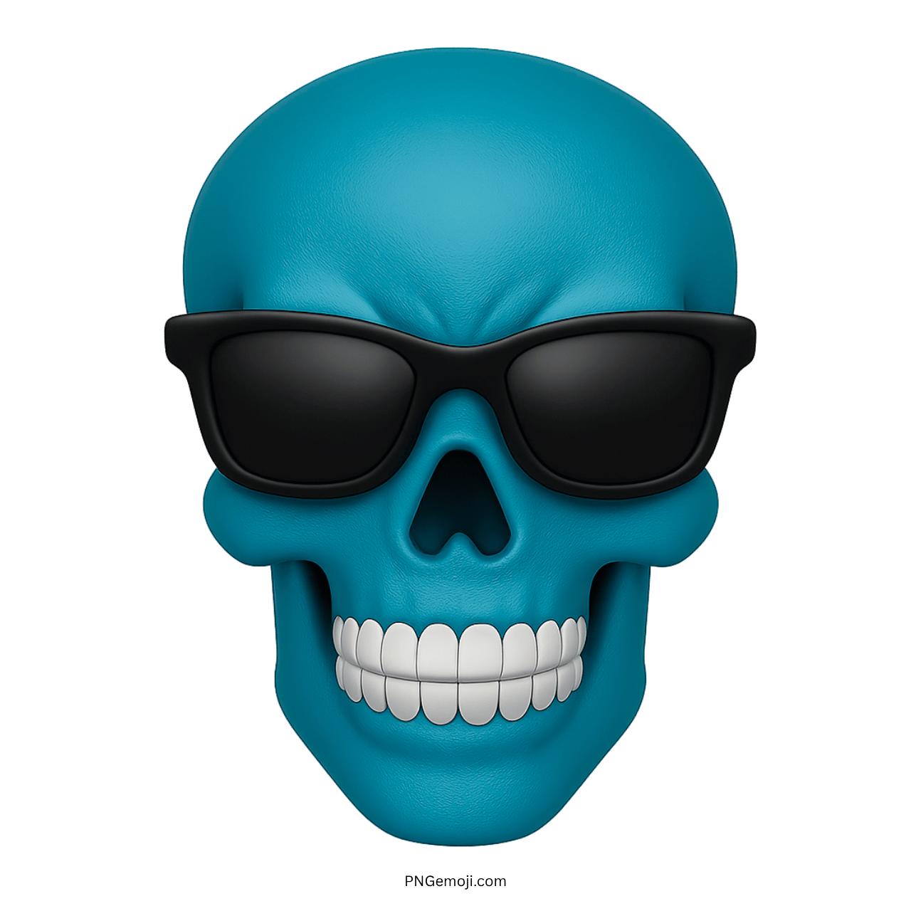 Blue skull emoji wearing sunglasses showing bold, stylish, and cool attitude