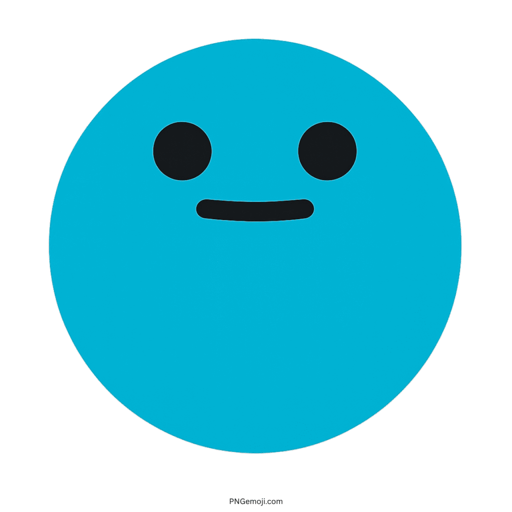Blue smile TikTok emoji with minimal cute face design and transparent background PNG