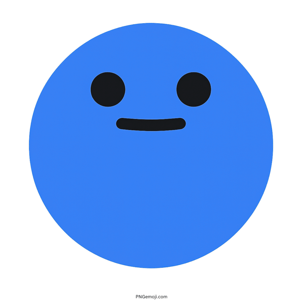Blue smile TikTok emoji face with simple expression and transparent background PNG
