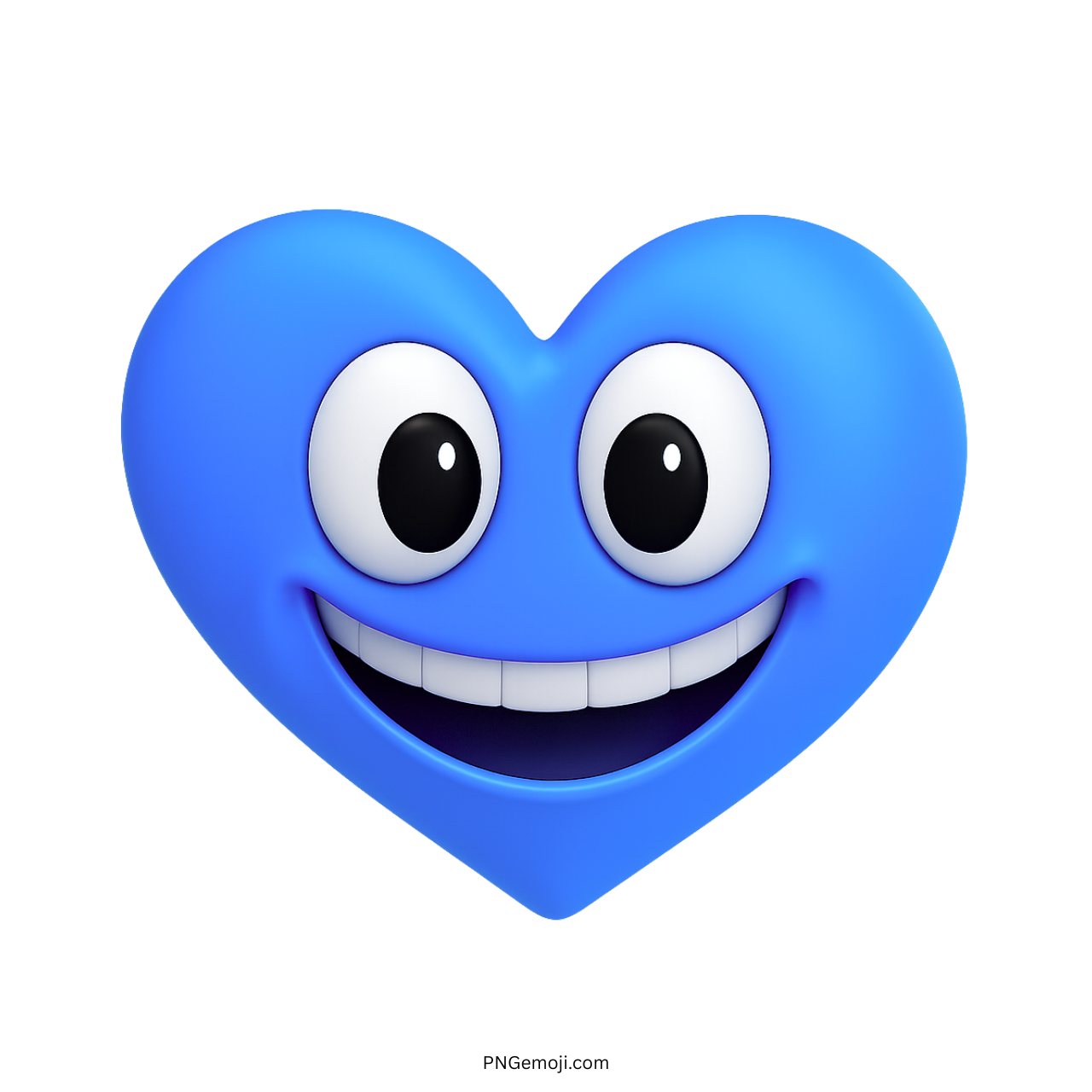 Blue smiling heart emoji with big eyes and a cute happy expression.