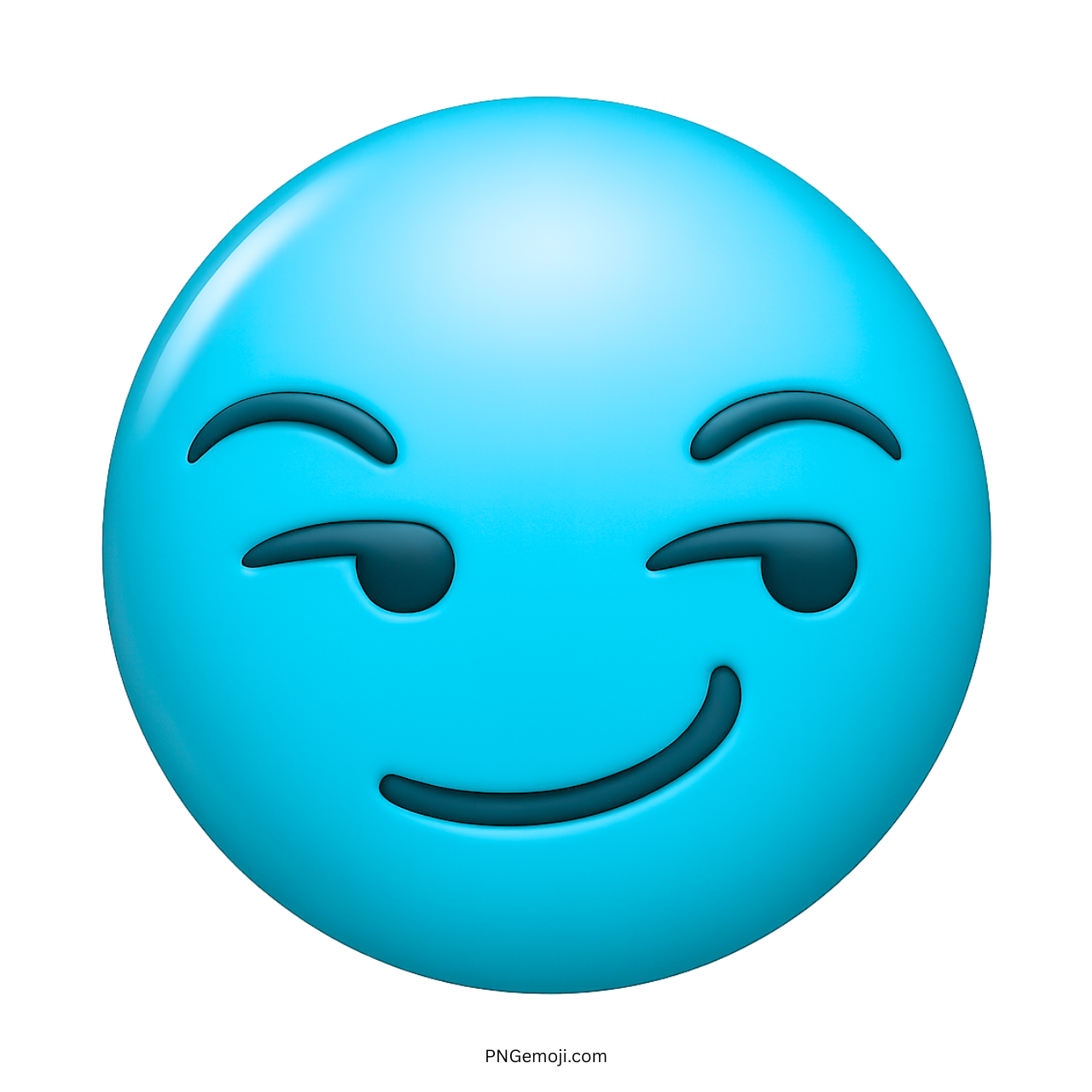 3D blue smirking emoji face with sarcastic and playful expression transparent background